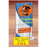 TROPHEE EN MIROIR + VERRE BLEU 22 cm